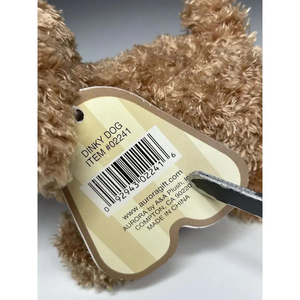 Vintage Aurora Dinky Dog Plush Mini Brown 4.5” Stuffed Animal Puppy With Tags